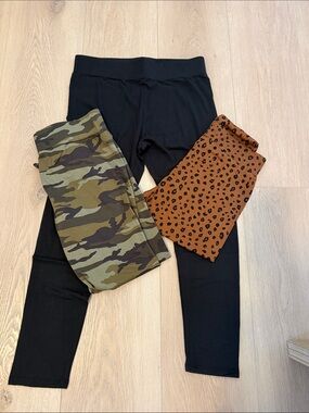 Bundle of Women's Cotton Leggings - Black, Camo and Cheetah
